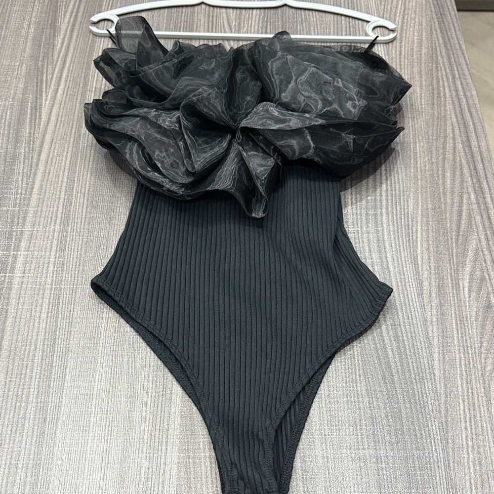 Zara Black Ruffle Bodysuit